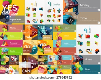 Colorful abstract geometric layouts, mega collection. Vector illustration