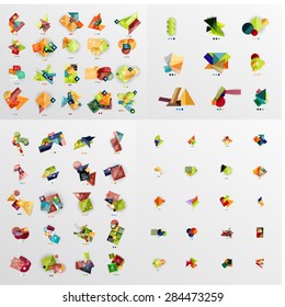 Colorful abstract geometric layouts, mega collection. Vector illustration