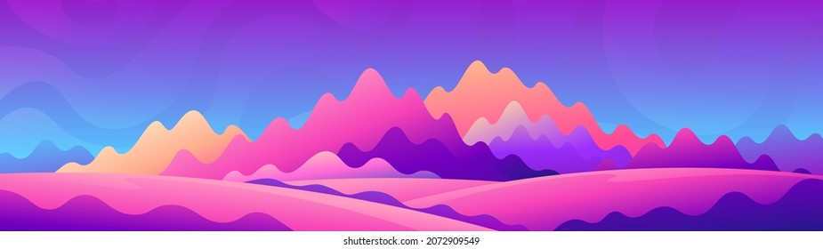 Farbige abstrakte, geometrische Berge. Fantasy Widescreen Naturlandschaft.