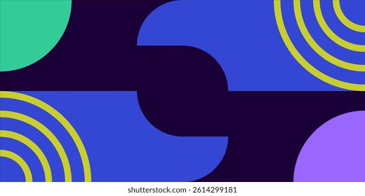 Colorful abstract geometric pattern with rounded shapes and vibrant lines. Perfect for background, packaging, fabric, or digital design.