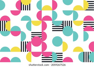 Colorful abstract geometric pattern, seamless bauhaus style design, graphic modern pattern, repeating geometric pattern, modern style vector illustration
