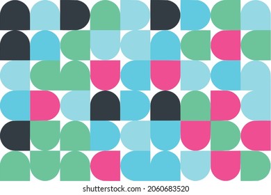 Patrón geométrico abstracto colorido, diseño de estilo bauhaus sin fisuras, patrón moderno gráfico, patrón geométrico repetido, ilustración vectorial de estilo moderno