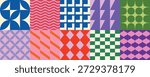 Colorful abstract geometric pattern set with repeating shapes and modern decorative background design