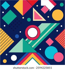 Colorful Abstract Geometric Pattern With Various Shapesfor background, posters, festivals, music, parties, and trendy banners.