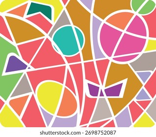 Farbiges abstraktes geometrisches Muster mit lebendigen Formen und Linien in lebendigem Design