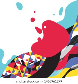 Colorful abstract geometric pop art background with patterns