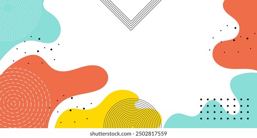 Colorful abstract geometric pop art background with wave pattern. Vector pattern. overlay geometric design of trendy Memphis 80s-90s style