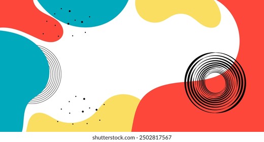 Colorful abstract geometric pop art background with wave pattern. Vector pattern. overlay geometric design of trendy Memphis 80s-90s style