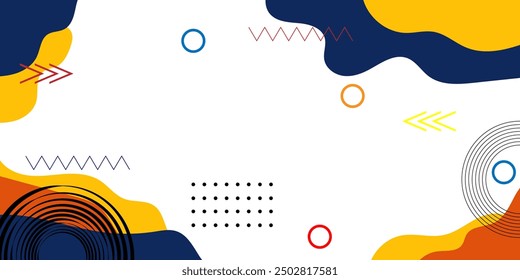 Colorful abstract geometric pop art background with wave pattern. Vector pattern. overlay geometric design of trendy Memphis 80s-90s style