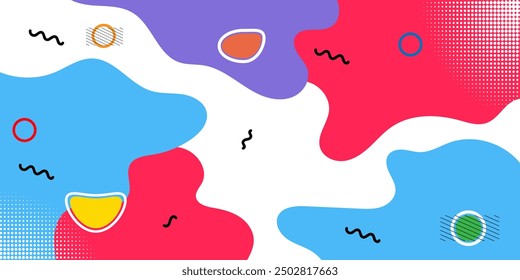 Colorful abstract geometric pop art background with wave pattern. Vector pattern. overlay geometric design of trendy Memphis 80s-90s style