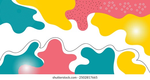 Colorful abstract geometric pop art background with wave pattern. Vector pattern. overlay geometric design of trendy Memphis 80s-90s style