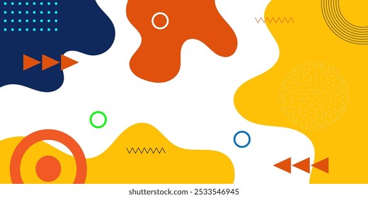 Colorful abstract geometric pop art background with wave pattern and dot. Vector paint splash pattern design	