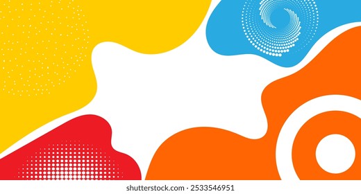 Colorful abstract geometric pop art background with wave pattern and dot. Vector paint splash pattern design	