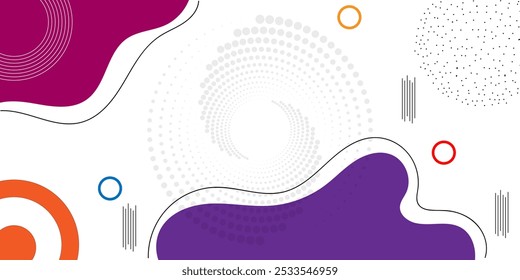 Colorful abstract geometric pop art background with wave pattern and dot. Vector paint splash pattern design	