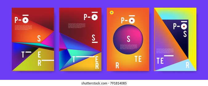 Colorful abstract geometric poster and cover design. Minimal geometric pattern gradients. Eps10 vector