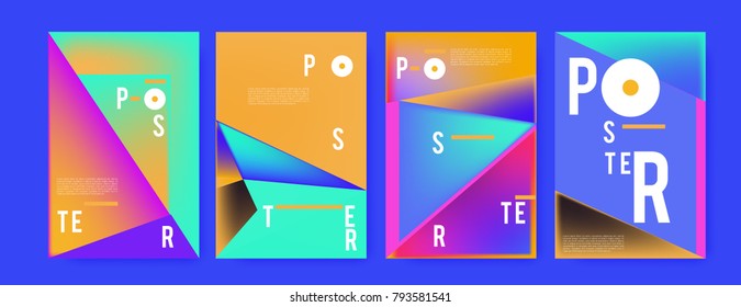 Colorful abstract geometric poster and cover design. Minimal geometric pattern gradients. Eps10 vector