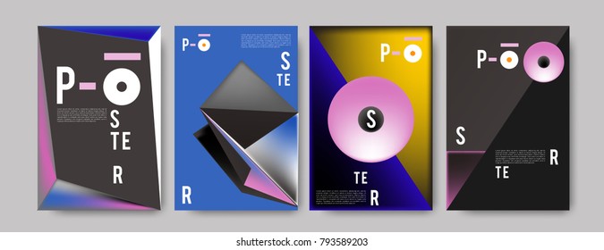 Colorful abstract geometric poster and cover design. Minimal geometric pattern gradients. Eps10 vector