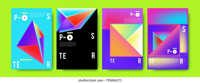 Colorful abstract geometric poster and cover design. Minimal geometric pattern gradients. Eps10 vector