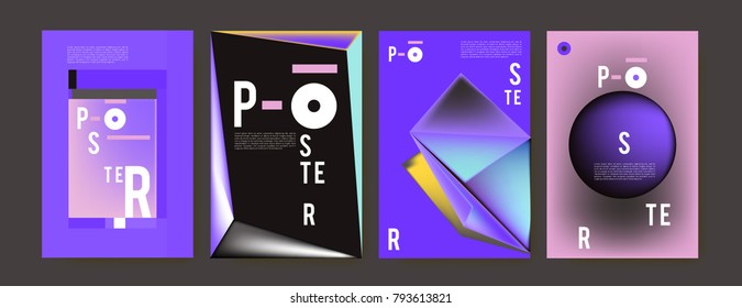 Colorful abstract geometric poster and cover design. Minimal geometric pattern gradients. Eps10 vector