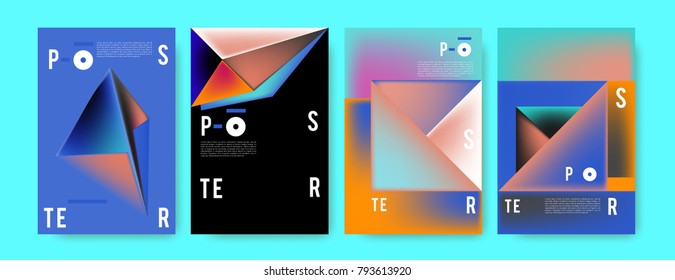 Colorful abstract geometric poster and cover design. Minimal geometric pattern gradients. Eps10 vector