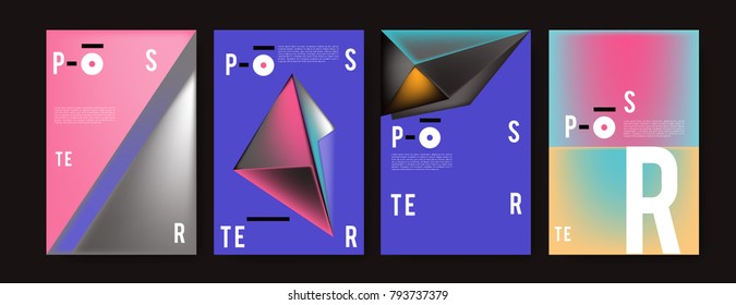Colorful abstract geometric poster and cover design. Minimal geometric pattern gradients. Eps10 vector
