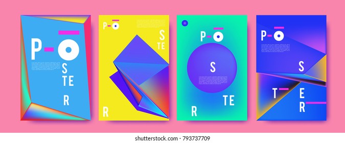 Colorful abstract geometric poster and cover design. Minimal geometric pattern gradients. Eps10 vector