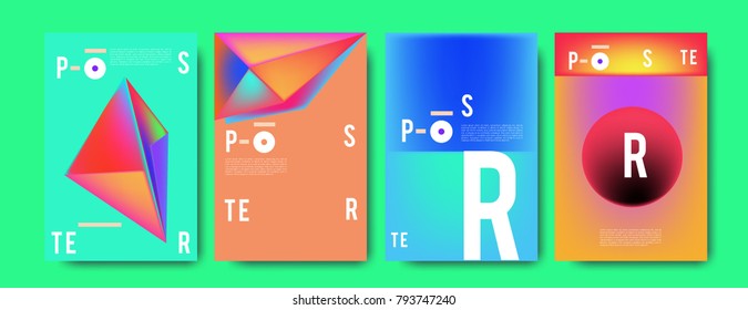 Colorful abstract geometric poster and cover design. Minimal geometric pattern gradients. Eps10 vector