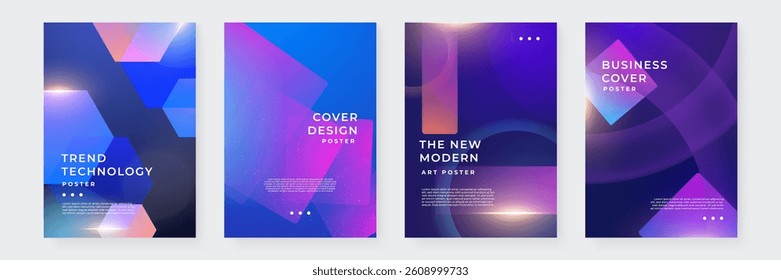 Colorful Abstract Geometric Poster Set with Shapes