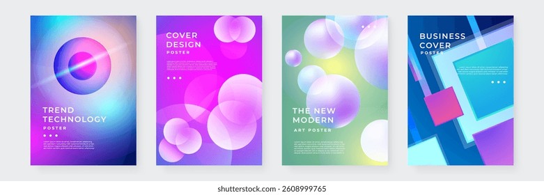 Colorful Abstract Geometric Poster Set with Shapes