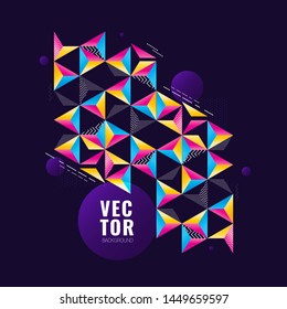 Colorful abstract geometric shape triangle in different patterns design.