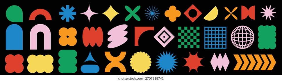 Colorful Abstract Geometric Shape Vector Set, Minimal Graphic Design Elements Collection
