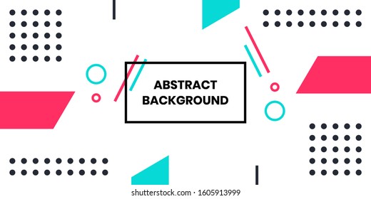 Colorful Abstract Geometric Shapes Background. Memphis Style. Triangle Line Square Circle