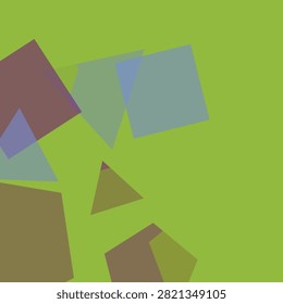 Colorful abstract geometric shapes overlapping in vibrant green, blue, and brown tones, modern vector design