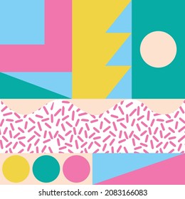 Fondo de patrón de formas geométricas coloridas y abstractas. Collage de arte de composición moderna, fondo creativo para banner del sitio web, folleto, tarjeta, invitación, volante, cartel, afiche, informe, revista