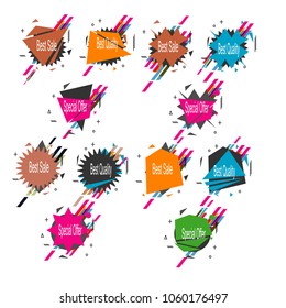 colorful abstract geometric star burst best sale special offer best quality sticker label banner icon element illustration vector collection