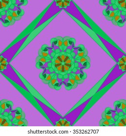 colorful abstract geometric tile pattern on a purple background
