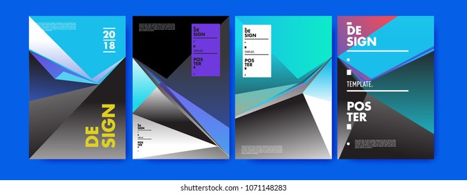 Colorful abstract geometric triangle poster and cover design. Minimal geometric pattern gradients. Eps10 vector