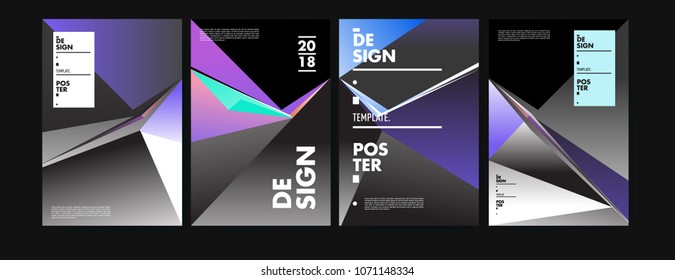 Colorful abstract geometric triangle poster and cover design. Minimal geometric pattern gradients. Eps10 vector