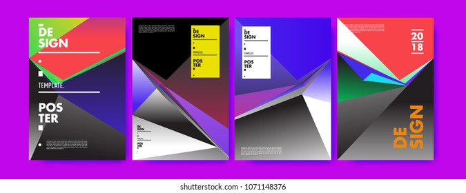 Colorful abstract geometric triangle poster and cover design. Minimal geometric pattern gradients. Eps10 vector