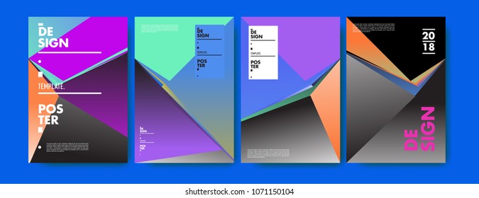 Colorful abstract geometric triangle poster and cover design. Minimal geometric pattern gradients. Eps10 vector