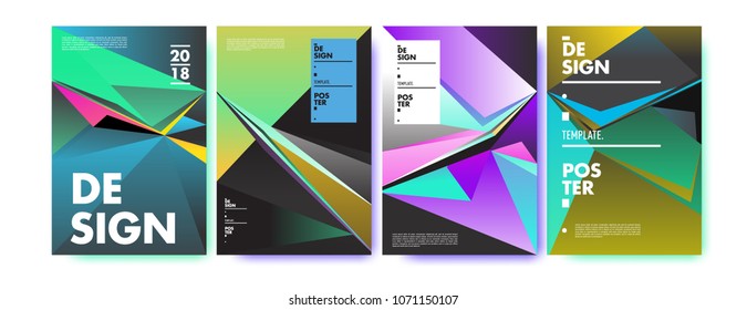 Colorful abstract geometric triangle poster and cover design. Minimal geometric pattern gradients. Eps10 vector