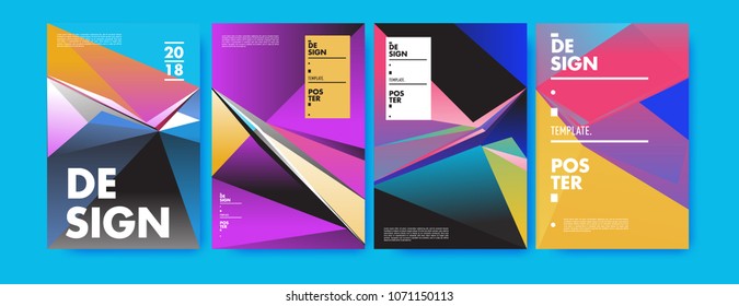 Colorful abstract geometric triangle poster and cover design. Minimal geometric pattern gradients. Eps10 vector