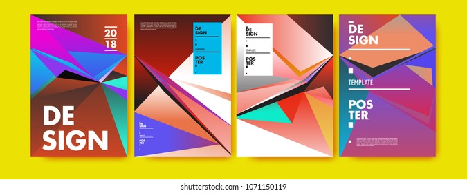 Colorful abstract geometric triangle poster and cover design. Minimal geometric pattern gradients. Eps10 vector