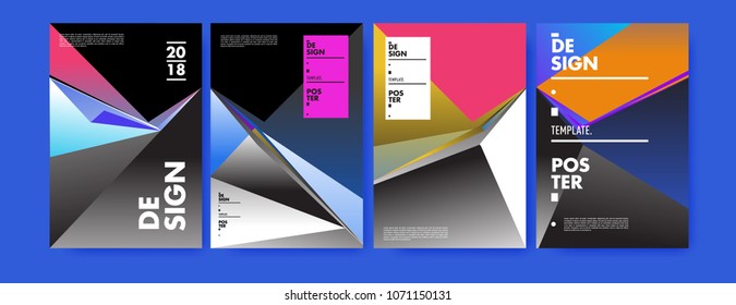 Colorful abstract geometric triangle poster and cover design. Minimal geometric pattern gradients. Eps10 vector