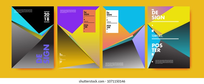 Colorful abstract geometric triangle poster and cover design. Minimal geometric pattern gradients. Eps10 vector