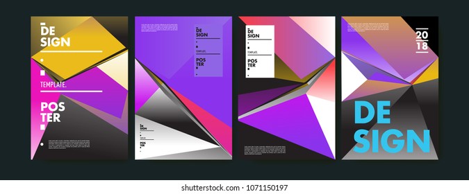 Colorful abstract geometric triangle poster and cover design. Minimal geometric pattern gradients. Eps10 vector