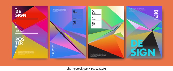Colorful abstract geometric triangle poster and cover design. Minimal geometric pattern gradients. Eps10 vector