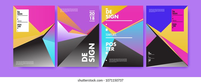 Colorful abstract geometric triangle poster and cover design. Minimal geometric pattern gradients. Eps10 vector