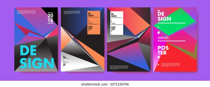 Colorful abstract geometric triangle poster and cover design. Minimal geometric pattern gradients. Eps10 vector
