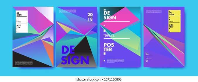 Colorful abstract geometric triangle poster and cover design. Minimal geometric pattern gradients. Eps10 vector